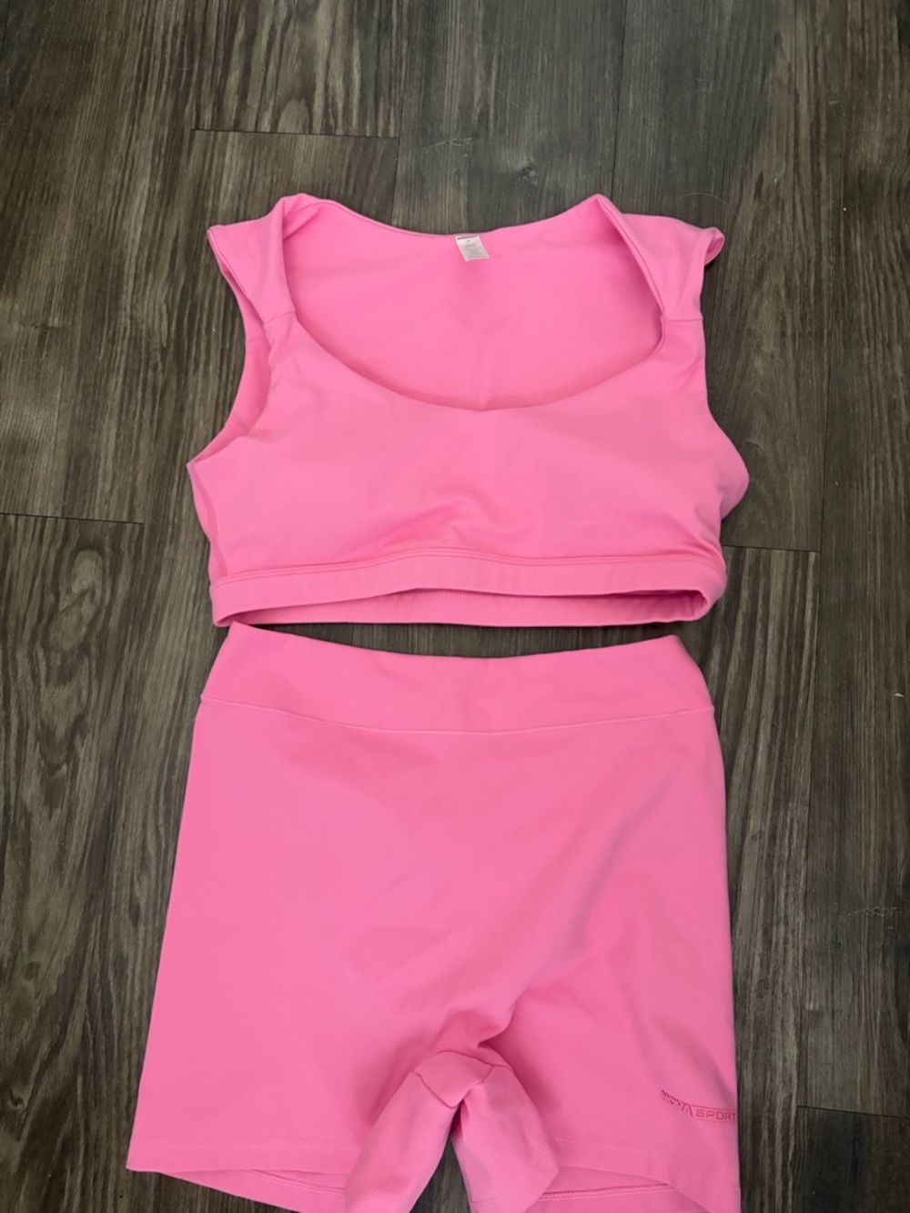 Hot Pink nova sport  Active Crop Top & scrunched Bike Shorts Set